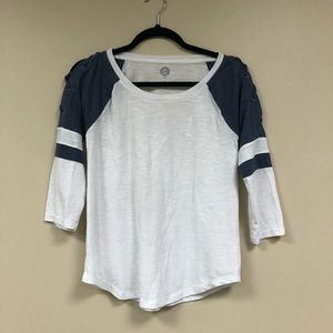 Blue and White Baseball Tee